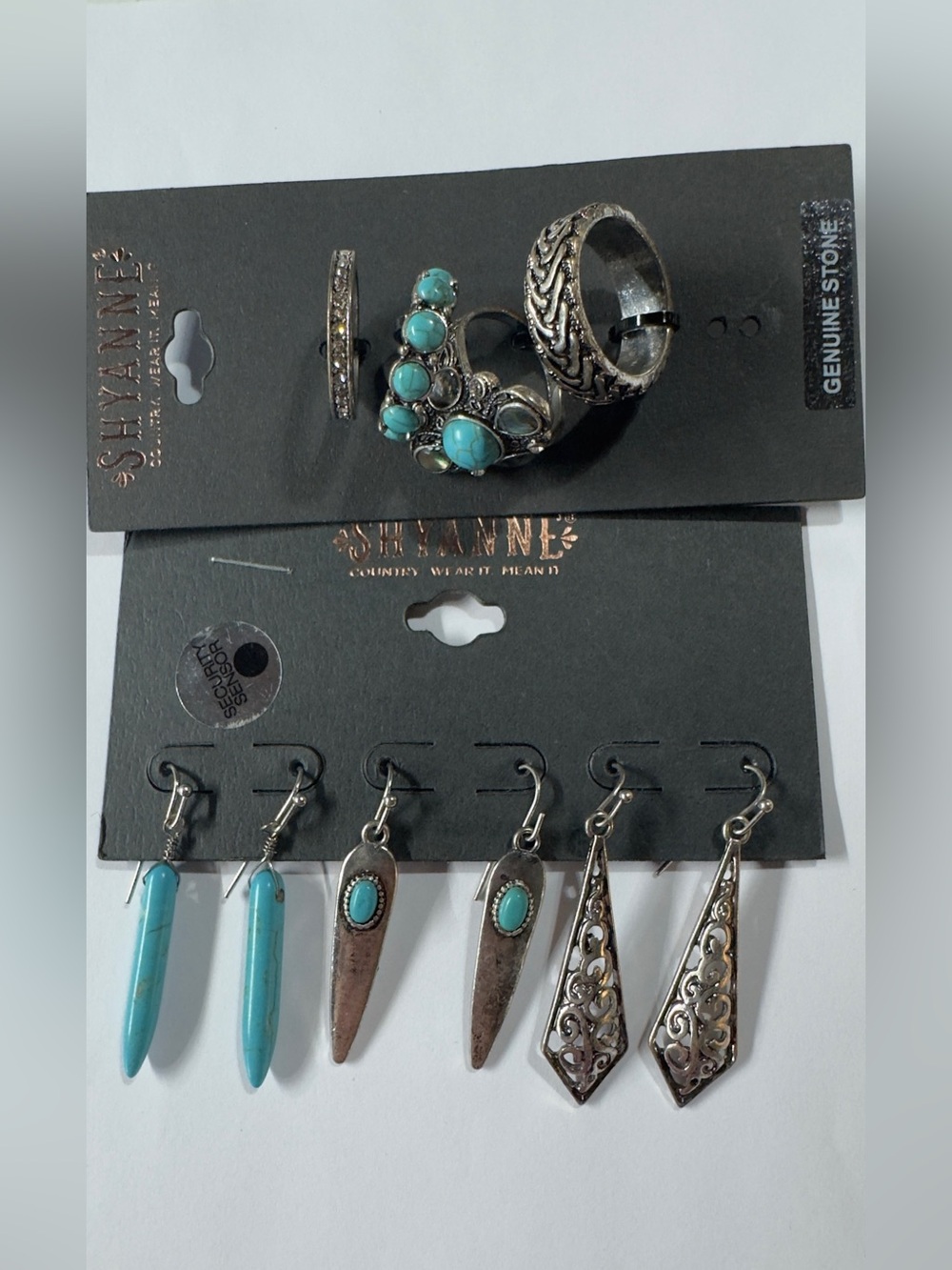 Shyanne Turquoise and Silver Multi-Pair Earring & Ring Size 7 & 8